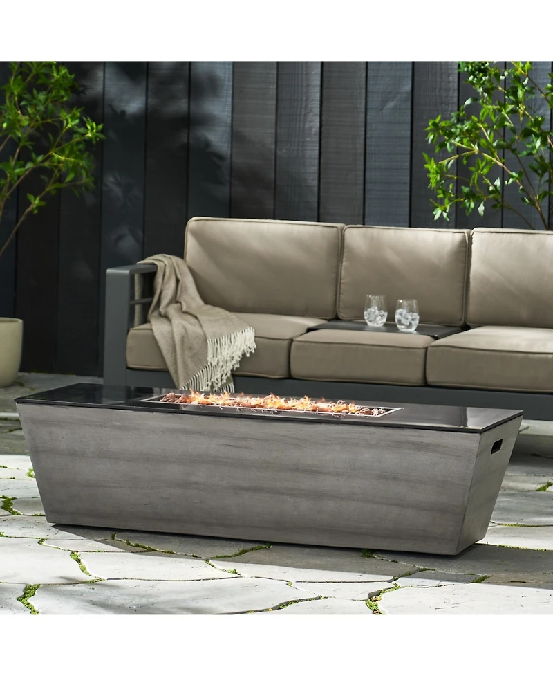 Fire Pits & Outdoor Heaters 56 Inch Rectangle MgO Fire Pit 50000 Btu Propane with Sleek Ceramic Top for Outdoor Patio Backyard