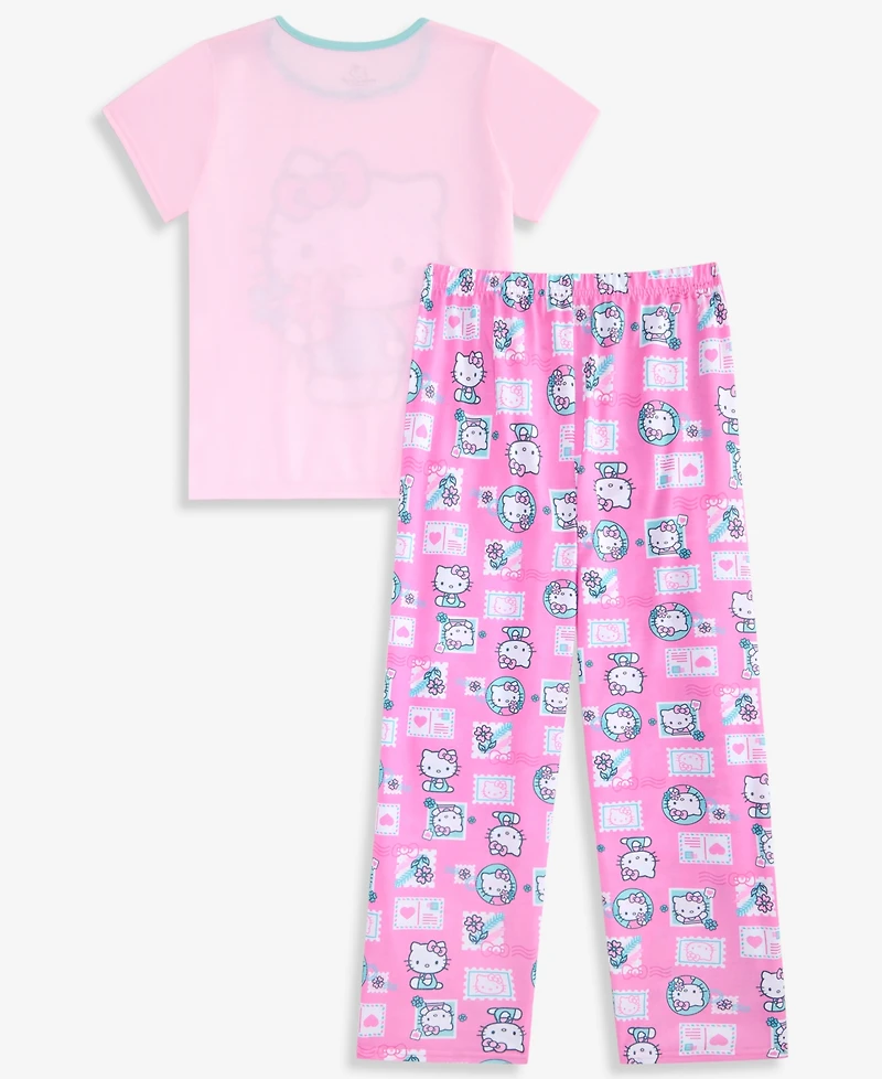 Hello Kitty Girls' 4-10 Short-Sleeve Top & Pants Pajamas, 2-Piece Set