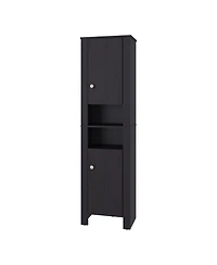 Depot E-shop Navassa Bathroom Cabinet, 2 Doors, 6 Shelves, Black Wengue