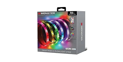 Monster 50 Ft Ir Remote Controlled Rgb+Ic Led Light Strip with Dynamic Color Flow and Sound Reactive Effects