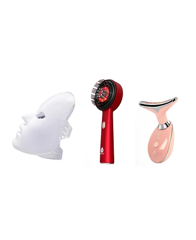 Pursonic The Ultimate Led Rejuvenation Trio: 7-in-1 Led Therapy Face Mask, 7-in-1 Sculpting Wand, & Led Light Scalp Brush