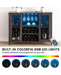 gaomon Wine Bar Cabinet with Led Lights, Coffee Storage, Buffet Sideboard for Dining Room & Kitchen