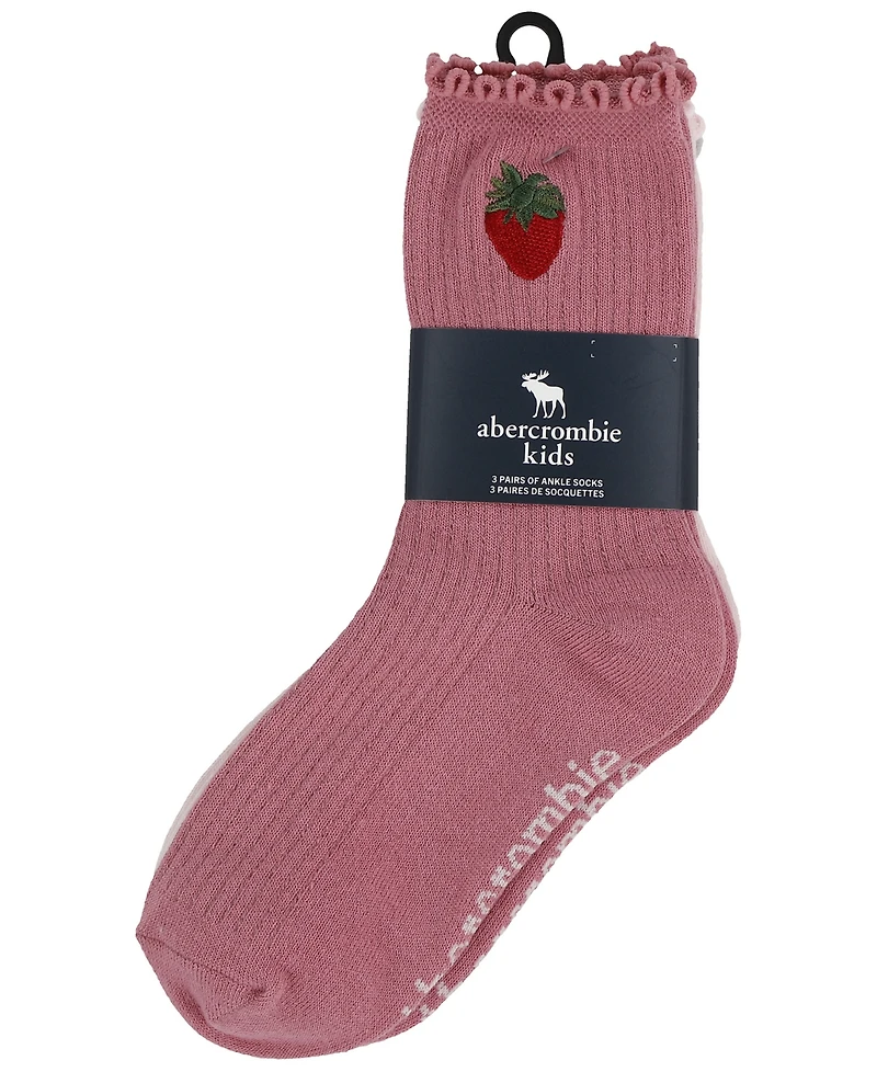 abercrombie kids Girls 3-Pack Half-Crew Lettuce Socks