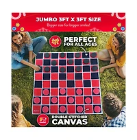 Swooc 2-in-1 Vintage Giant Checkers & Tic Tac Toe Game W/ Mat - 100% Machine-Washable Canvas With Big Foam Discs
