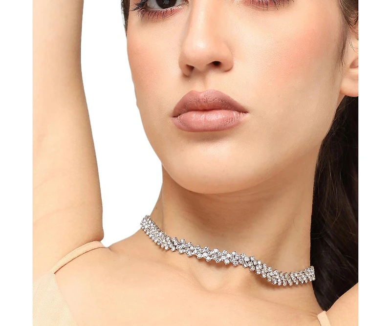 Sohi Women's Silver-Toned Choker Necklace