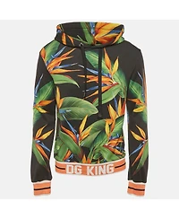 Pre-Owned Dolce & Gabbana Men's Black Bird Of Paradise Print Cotton Hooded Sweatshirt