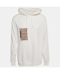 Pre-Owned Burberry Men's White Checker Pocket Cotton Hoodie