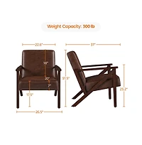 Yaheetech Faux Leather Armchair with Z-shaped Wood Legs Dark Brown