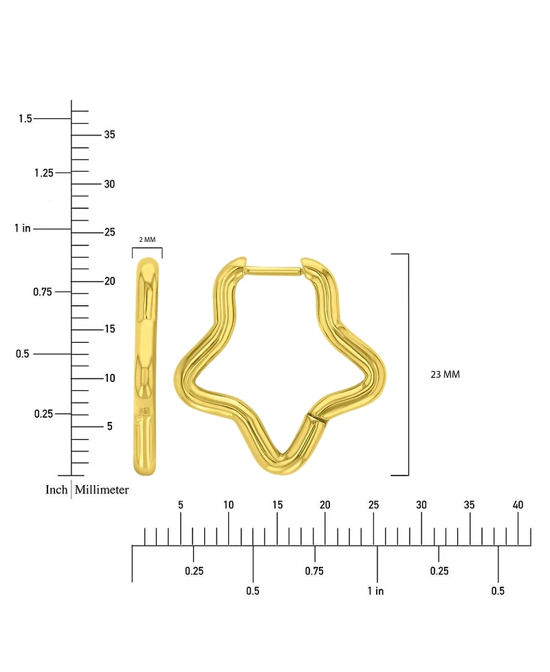 Roxy Waterproof Yellow 23mm Rounded Star Hoop Earrings