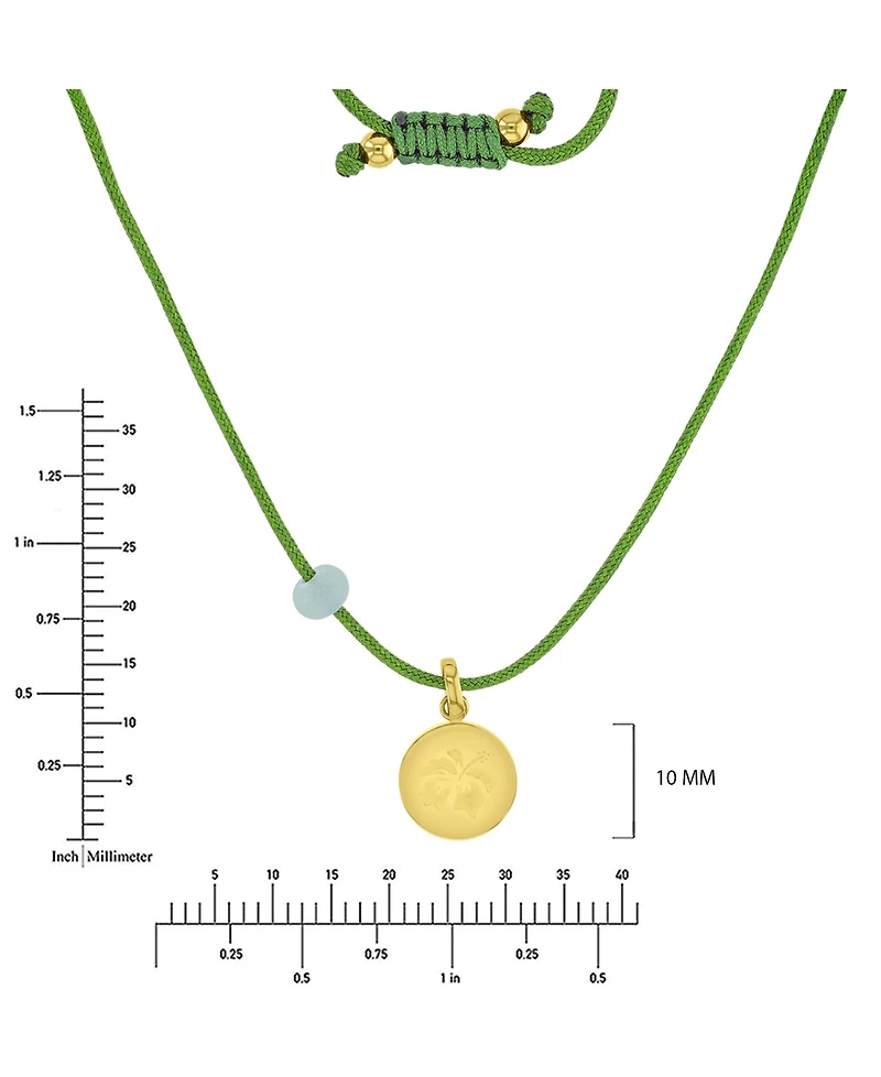 Roxy Waterproof Yellow Hibiscus Green Aventurine Adjustable Necklace