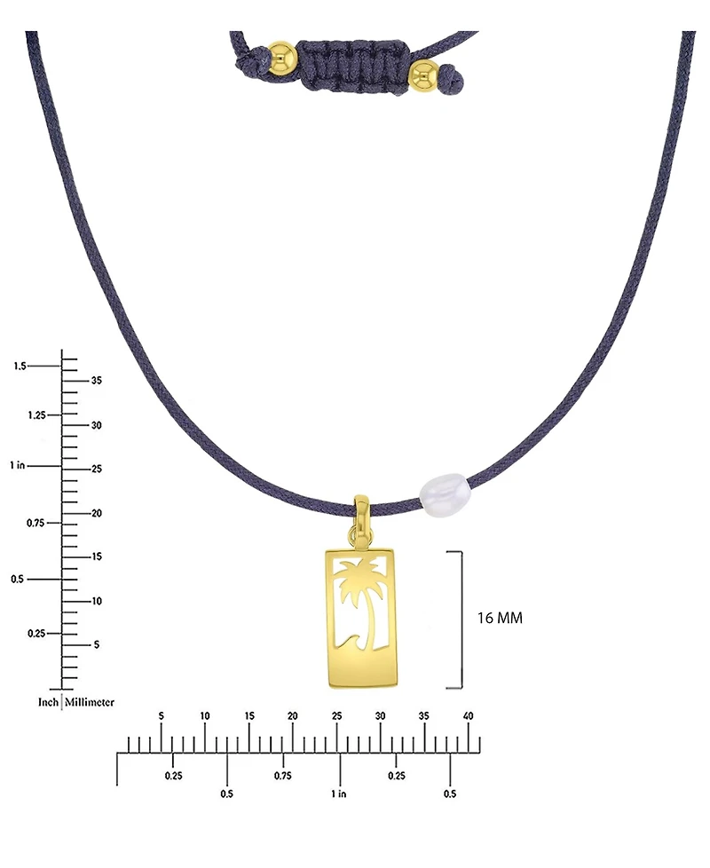 Roxy Waterproof Yellow Palm Tree Pearl Adjustable Necklace