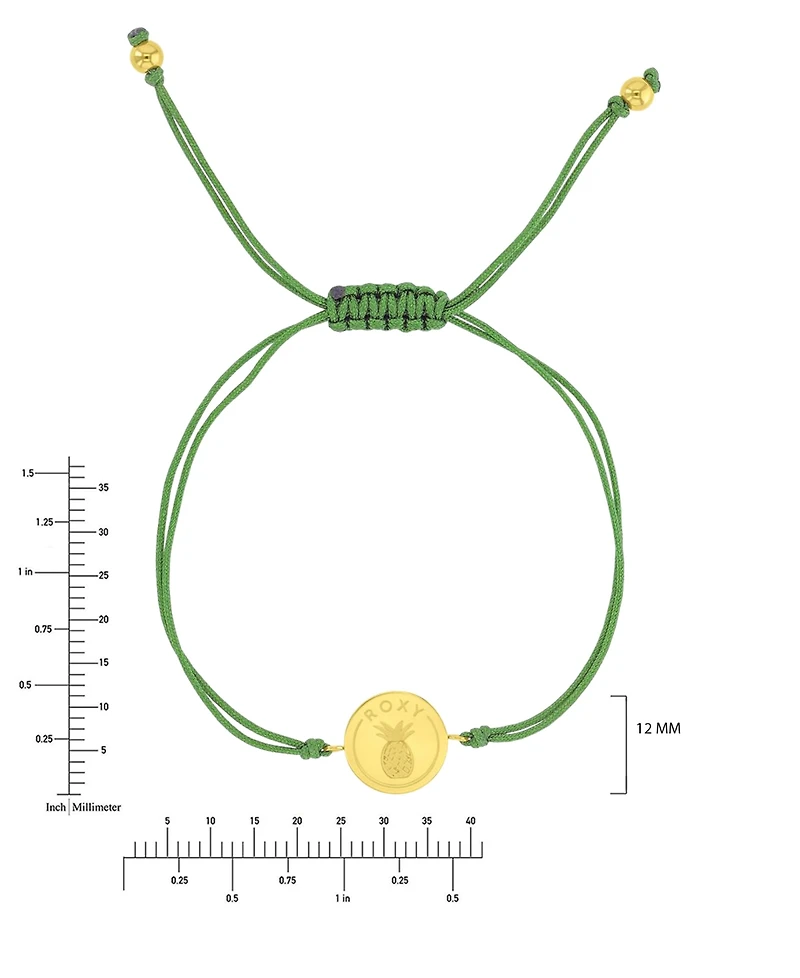 Roxy Waterproof Yellow Pineapple Rd Charm Adjustable Bracelet