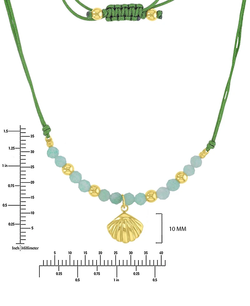 Roxy Waterproof Yellow Seashell Green Aventurine Adjustable Necklace