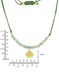 Roxy Waterproof Yellow Seashell Green Aventurine Adjustable Necklace