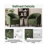 Yaheetech Corduroy Fabric Upholstered Accent Barrel Chair, Dark Green