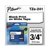 Brother P-Touch Tze241 0.7 in. x 26.2 ft. TZE Standard Adhesive Laminated Labeling Tape - Black on White