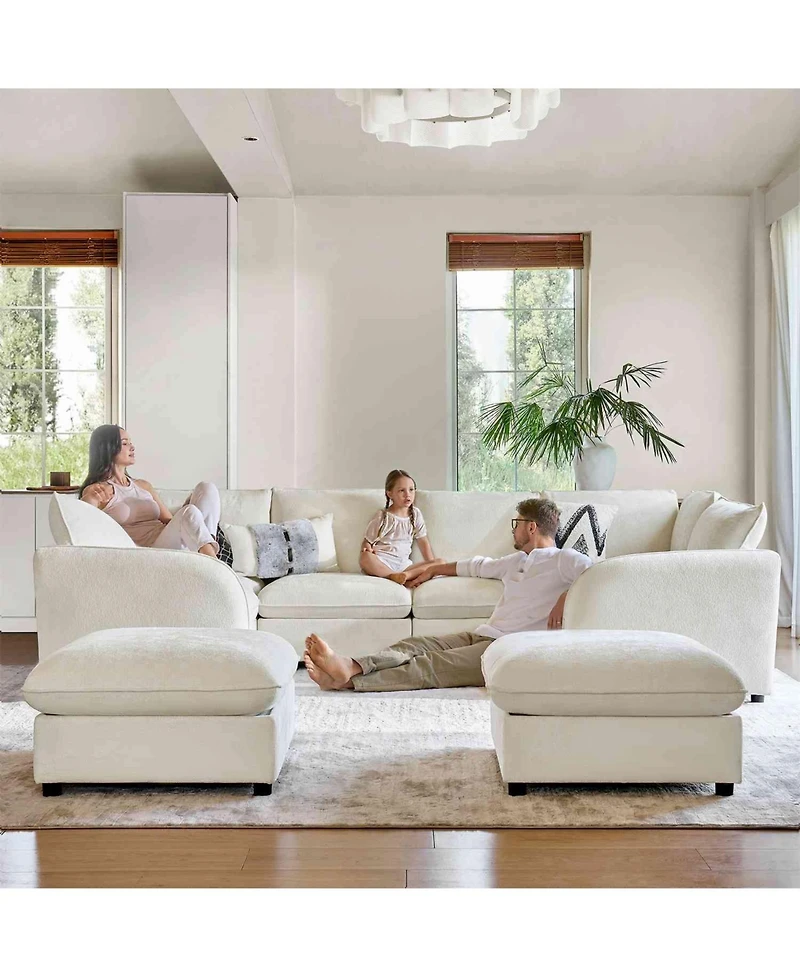 Hulala Home Terencio 128.5" Modern Storage Modular Sectional Sofa with Hassle-free Assembly