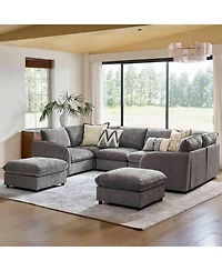 Hulala Home Terencio 128.5" Modern Storage Modular Sectional Sofa with Hassle-free Assembly