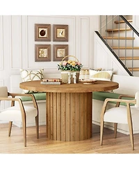 Tribesigns 47" Solid Wood Dining Table, Farmhouse Round Dining Room Table for 4, Wood Circle Kitchen Table Small Dinner Table, Natural
