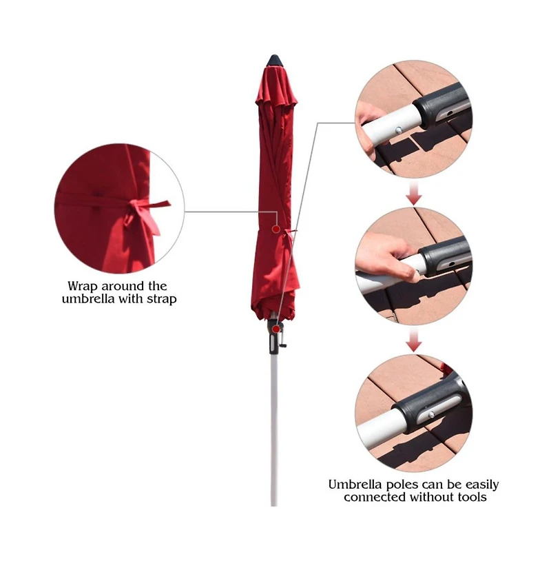 9 Feet Patio Outdoor Market Umbrella with Aluminum Pole without Weight Base