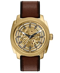 Fossil Men's Machine Automatic Brown Leather Watch, 45mm