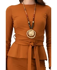 Ivonne Women's Long Sleeve Top with Crossed Tie Straps