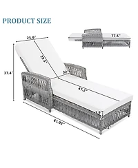 Mondawe 2 Pieces Outdoor Wicker Lounge with 4-Level Backrest,Armrests and Removable Cushions