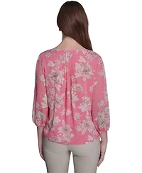 Tommy Hilfiger Women's Floral Pintuck V-Neck Blouse