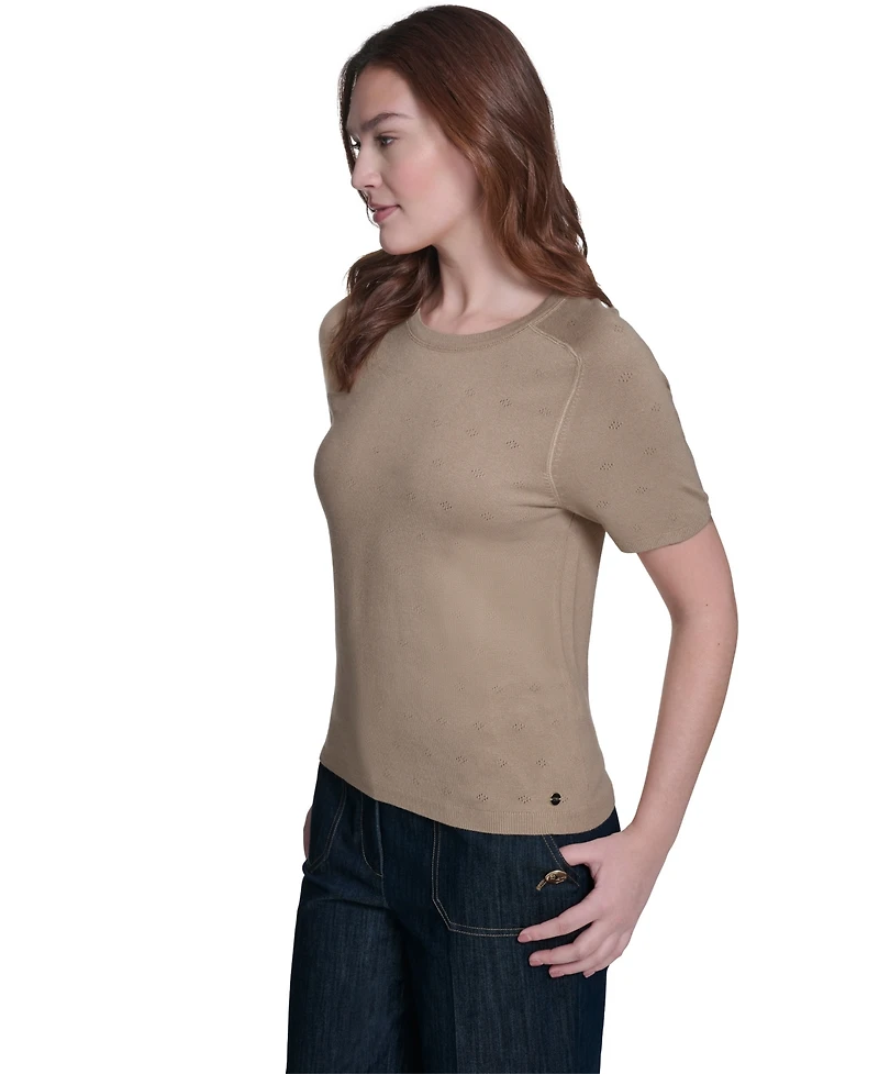 Tommy Hilfiger Women's Pointelle Short-Sleeve Sweater