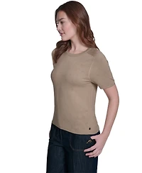 Tommy Hilfiger Women's Pointelle Short-Sleeve Sweater