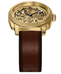 Fossil Men's Machine Automatic Brown Leather Watch, 45mm