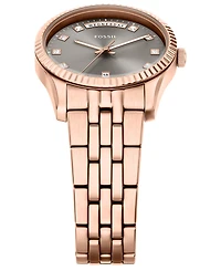 Fossil Women's Scarlette Three-Hand Day-Date Rose Gold-Tone Stainless Steel Watch, 34mm
