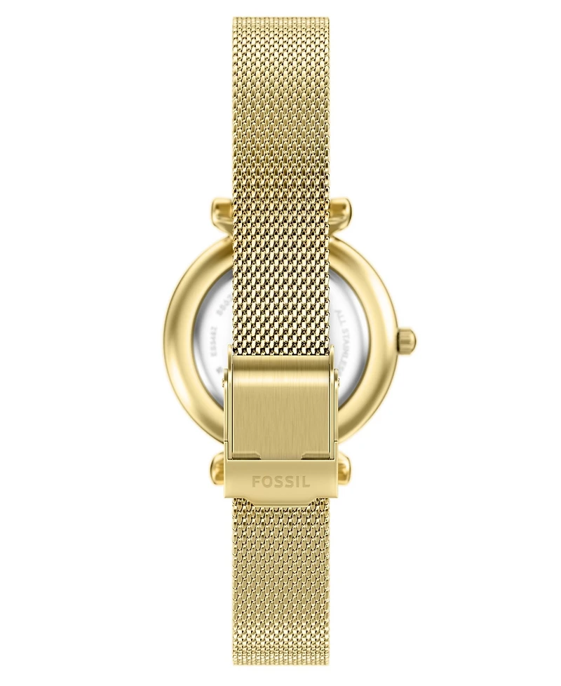 Fossil Women's Carlie Three-Hand Gold-Tone Stainless Steel Watch, 28mm
