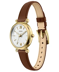Fossil Women's Carlie Three-Hand Brown Leather Watch, 28mm