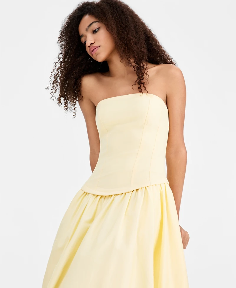 Siena Women's Mixed-Media Dropped-Waist Midi Dress