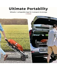 Cowsar Portable Propane Gas Grill, 15,000 Btu Foldable Outdoor Grill with 348 Sq. In. Grilling Area for Camping, Bbq, Parties, Backyard, Beach Outings