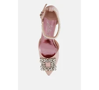 London Rag Onkana Diamante Brooch Kitten Heel Sandals Women