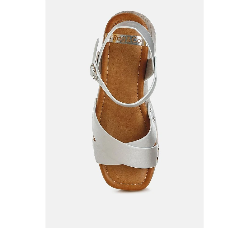 Morasa Metallic Pleather Clog Sandals