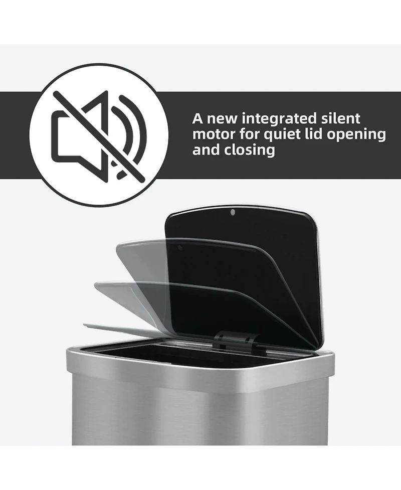 Gallon Stainless Steel Indoor Touchless Sensor Soft-Close Lid Trash Can