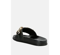 Womens Ishtar Metallic Chain Metal Slid Flats