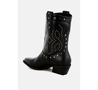 London Rag Equine Studded Embroidery Cowboy Boots