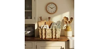 Household Essentials Wicker Storage Basket with Handles, Handwoven Water Hyacinth