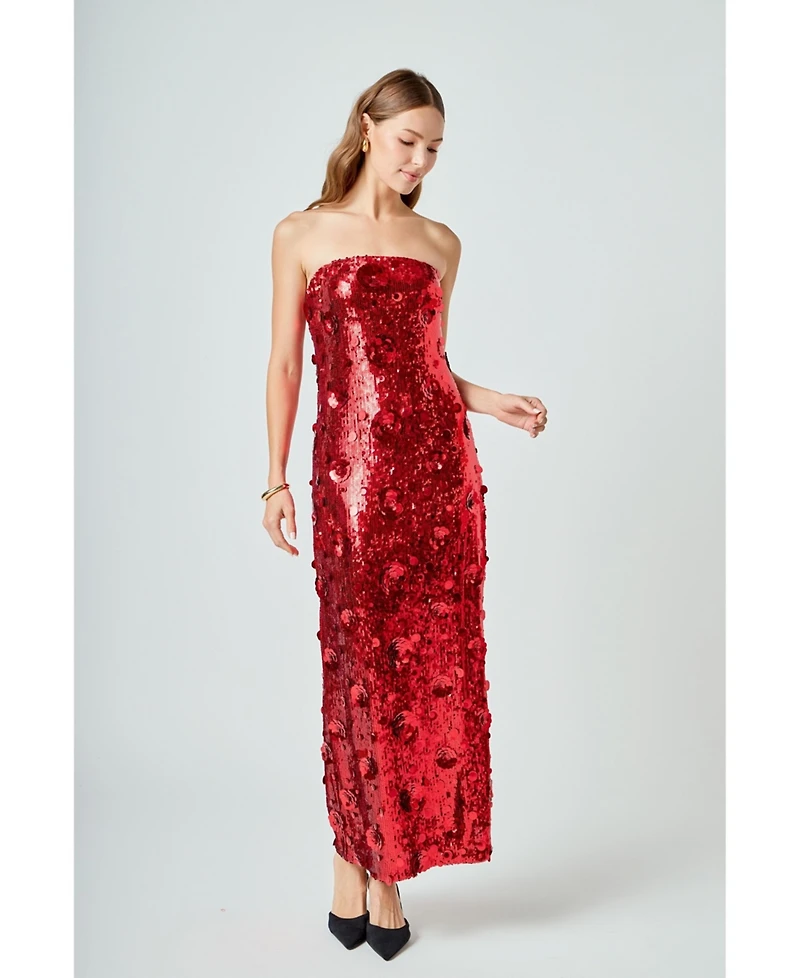 endless rose Women's Sequins Applique Midi Dress