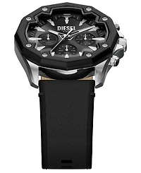 Diesel Men's Stinger Quartz Chronograph Black Leather Watch, 46mm