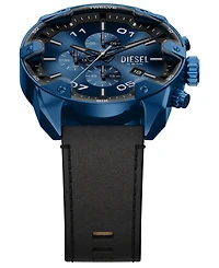 Diesel Men's Spiked Quartz Chronograph Black Leather Watch, 49mm