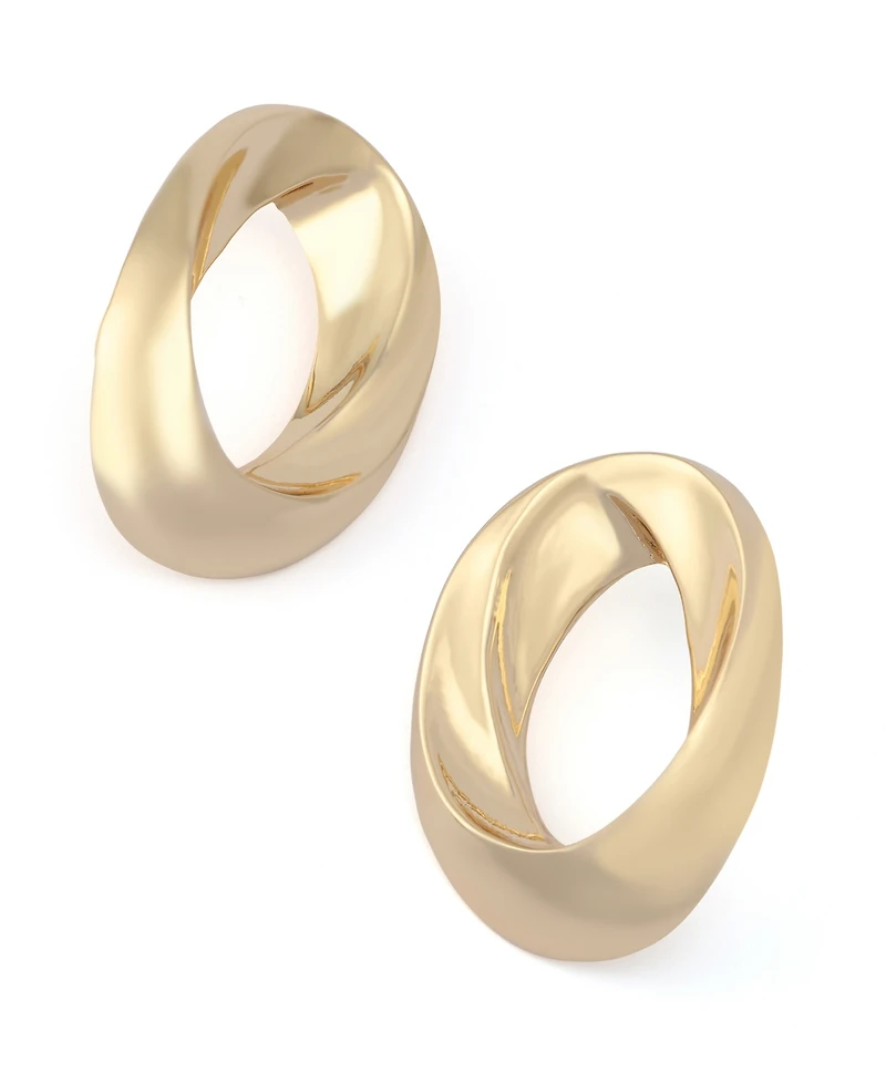 Steve Madden Gold Oval Twist Post Earrings