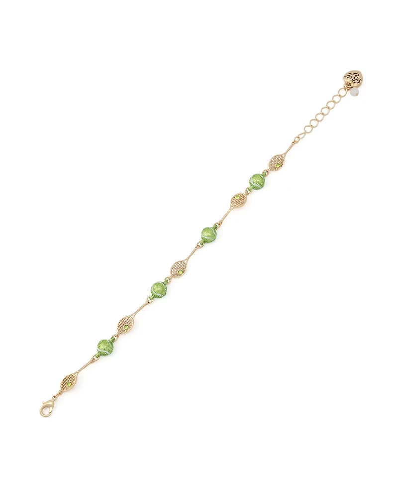 Betsey Johnson Faux Stone Tennis Racquet Link Bracelet