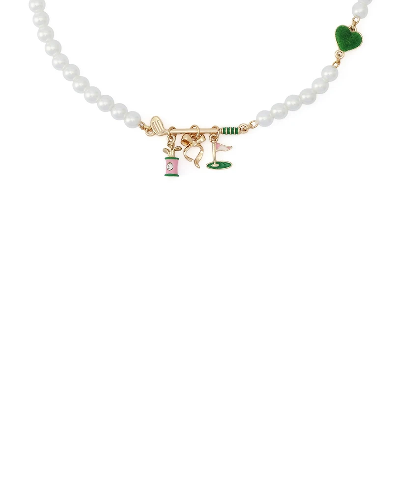 Betsey Johnson Faux Stone Golf Bib Mother of Pearl Necklace