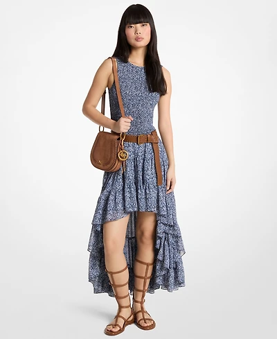 Michael Kors Women's High-Low Smock Crew Neck Maxi Dress