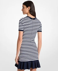 Michael Kors Women's Stripe Flare Crew Neck Mini Dress
